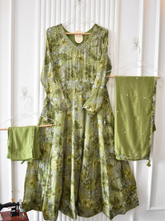 Elara Chinon Digital Print Anarkali Set with Pants & Dupatta