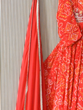Ruhani – Red Bandhani Printed Chinon Anarkali Gown