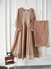 Royal Plus Size Vichitra Silk Floor-Length Anarkali with Brasso Silk Dupatta