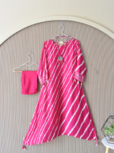 Kashvi Pink Bandhej Style Kurta Set