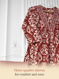 Rust Red Ikkat Printed Cotton A-Line Suit Set