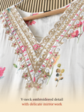 Ivory Bloom Embroidered Stitched Muslin Suit Set