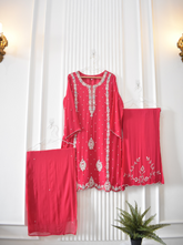 Hot Pink Hues - 3 Piece Chinon Divider Suit