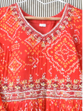 Ruhani – Red Bandhani Printed Chinon Anarkali Gown