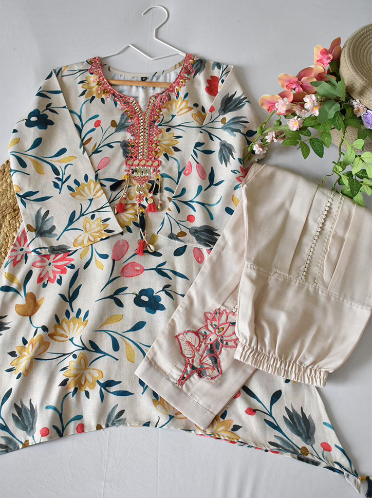 Phool Raga Khadi Cotton C-Cut Coord Set