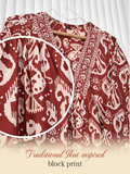 Rust Red Ikkat Printed Cotton A-Line Suit Set
